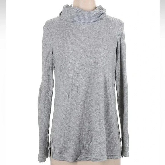 Anthropologie Saturday Sunday Gray Cream Ribbed Cowl Neck Sweater Size Small - Picture 4 of 8